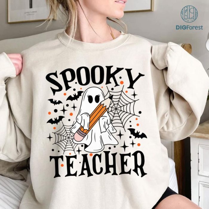 Spooky Teacher Halloween Cute Ghost Spooky Vibes Shirt, Halloween Shirt, Cute Ghost Png, Spooky Vibes Png, Retro Halloween Shirt, Fall Shirt, Halloween Shirt Sublimation Designs