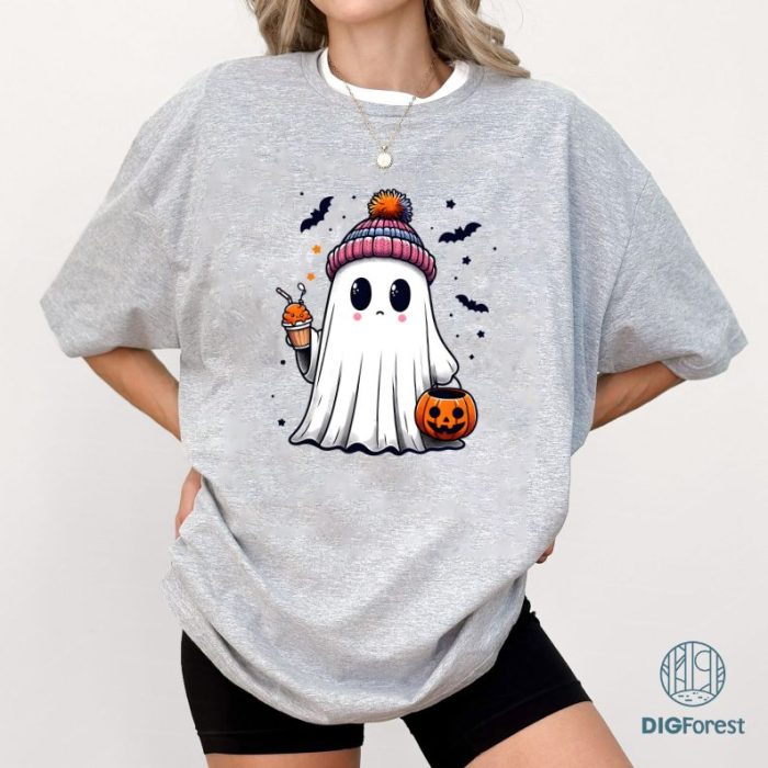 Ghost Coffee Shirt, Halloween Cute Ghost Coffee Spooky Shirt, Ghost Pumpkin Shirt, Boujee Ghost Shirt Sublimation Design Download