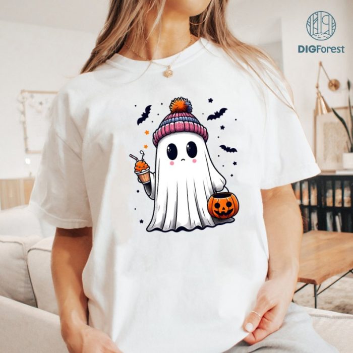 Halloween Cute Ghost Coffee Spooky Shirt, Ghost Pumpkin Shirt, Ghost Coffee Shirt, Boujee Ghost Shirt Sublimation Design Download