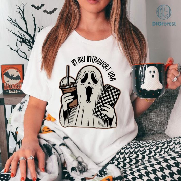 Halloween Spooky Ghost Coffee Checkerboard Phone Shirt, Cute Ghost Ice Coffee Shirt, Coffee Lovers Halloween Shirt, Spooky Ghost Shirt, Spooky Season Tshirt