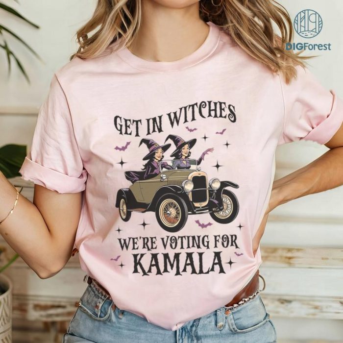 Get in Witches, We're Voting for Kamala Shirt, Kamala Halloween Shirt, Halloween Election, Get In Witches We're Voting for Kamala, Halloween Gift, Comfort Retro Halloween