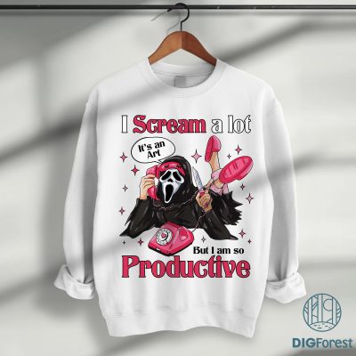 Ghostface “I Scream a Lot” PNG, Calling Halloween Shirt, Retro Horror Thriller Friday the 13th Design