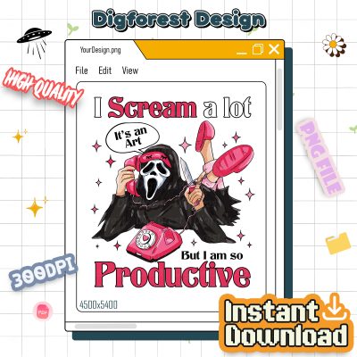 Ghostface “I Scream a Lot” PNG, Calling Halloween Shirt, Retro Horror Thriller Friday the 13th Design