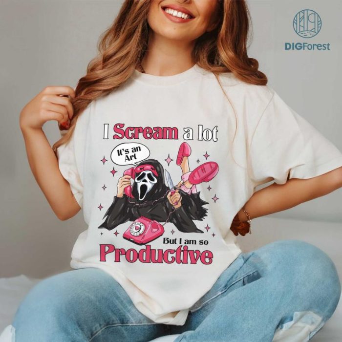 Ghostface I Scream A Lot But I'm So Productive Shirt, Ghost Face Calling Halloween Shirt, Horror Movie Thriller Shirt, Friday The 13th Horror Retro Halloween Shirt