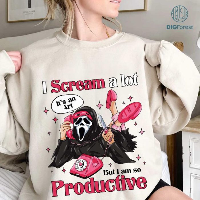 Ghostface I Scream A Lot But I'm So Productive Shirt, Ghost Face Calling Halloween Shirt, Horror Movie Thriller Shirt, Friday The 13th Horror Retro Halloween Shirt