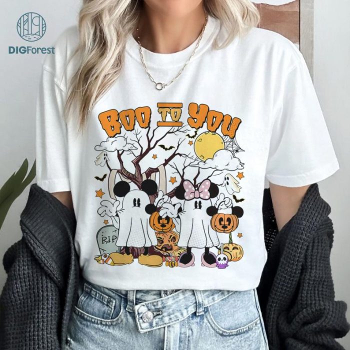 Disney Boo To You Mickey Minnie Ghost Pumpkin Shirt, Mickey Spooky Season Halloween Costume shirt, Mickey's Not So Scary Halloween Party Sweatshirt