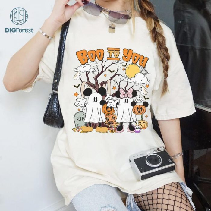 Disney Boo To You Mickey Minnie Ghost Pumpkin Shirt, Mickey Spooky Season Halloween Costume shirt, Mickey's Not So Scary Halloween Party Sweatshirt