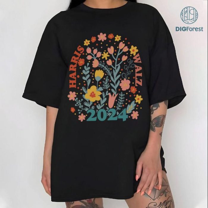 Kamala Harris Floral Shirt, First Female Madame President Election 2024 Shirt, Vote for Kamala Shirt, Boho Floral Political Design, Harris 2024 Shirt