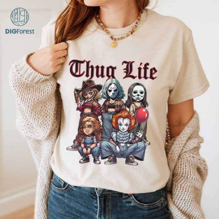 Horror Characters Thug Life Halloween Shirt, Horror Movie Shirt, Movie Killers Shirt, Killer Halloween Shirt, Old School Halloween Movie Shirt