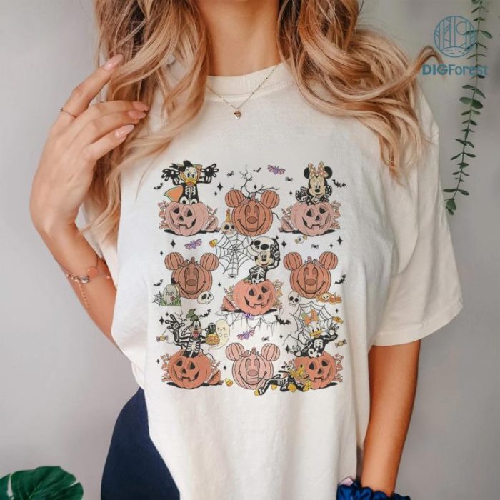 Disney Mickey and Friends Skeleton Pumpkin Halloween Shirt, Disneyland Halloween, Mickey Halloween, Halloween Family Shirt, Pumpkin Halloweeen Shirt