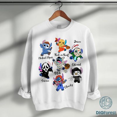 Stitch Horror Halloween PNG, Stitch 2025 Halloween Design, Horror Film Characters, Disneyland Halloween Party