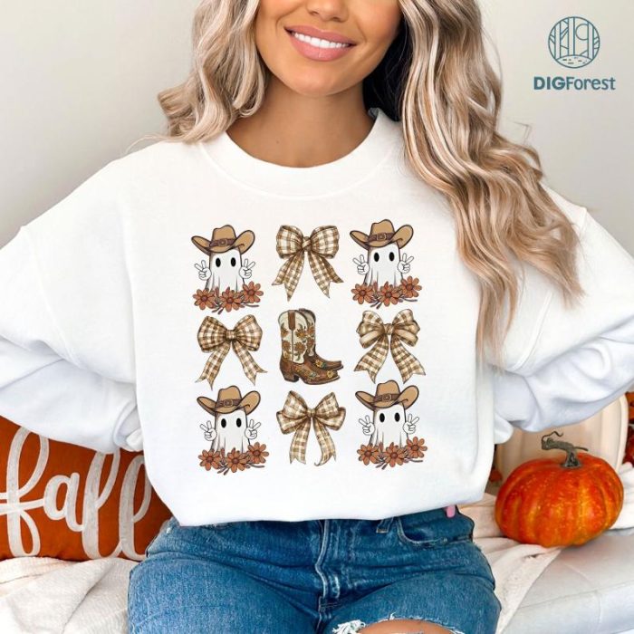 Coquette Halloween Shirt, Western Halloween Shirt,Cowboy Ghost Shirt, Spooky Season Shirt, Social Club Shirt, Retro Halloween Shirt, Girly Coquette Bow