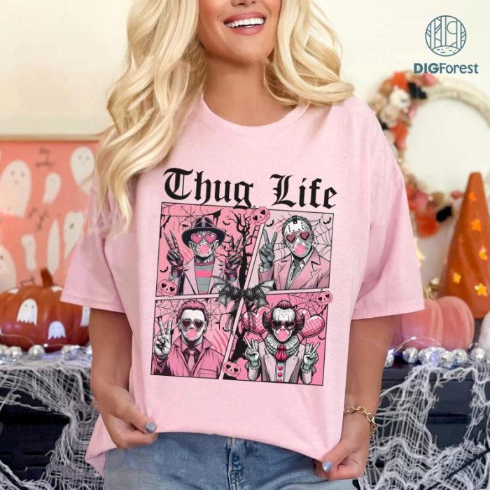 Pink Horror Blowing Bubble Shirt, Friends Horror Characters Shirt, Scary Movie Shirt, Horror Movie Killers Shirt, Friend Horror Shirt, Killer Shirt