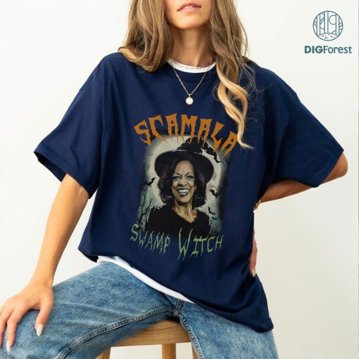 Swamp Witch Scamala Harris Anti Kamala Heels Up T-Shirt, Swamp Witch Kamala Shirt, Kamala Harris 2024 Shirt, Witch Graphic Tee, President Shirts, Kamala Rally T-Shirt