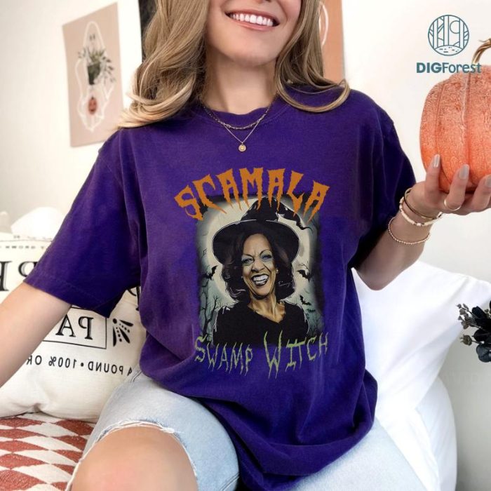 Swamp Witch Scamala Harris Anti Kamala Heels Up T-Shirt, Swamp Witch Kamala Shirt, Kamala Harris 2024 Shirt, Witch Graphic Tee, President Shirts, Kamala Rally T-Shirt