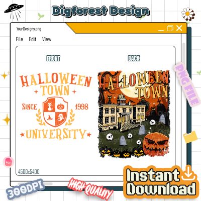 Halloweentown University 1998 PNG, Retro Halloween Town PNG, Vintage Fall Halloween Sublimation, Instant Download