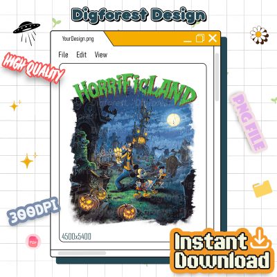 Horrific Land Mickey Halloween PNG, Not-So-Scary Sublimation, Disneyland DisneyWorld Trip PNG, Halloween Party Design