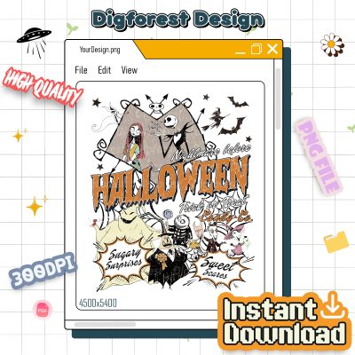 Nightmare Before Christmas PNG, Jack & Sally Oogie Boogie Design, Fall Horror Halloween Party Sublimation