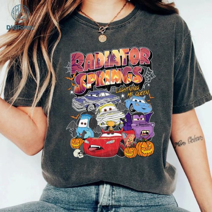 Disney Pixar Cars Characters Hallo-Wheel Truck Or Treat Shirt | Disney Mc Queen Mater Halloween Costume Tshirt | Disneyland Family Holiday Trip Tee