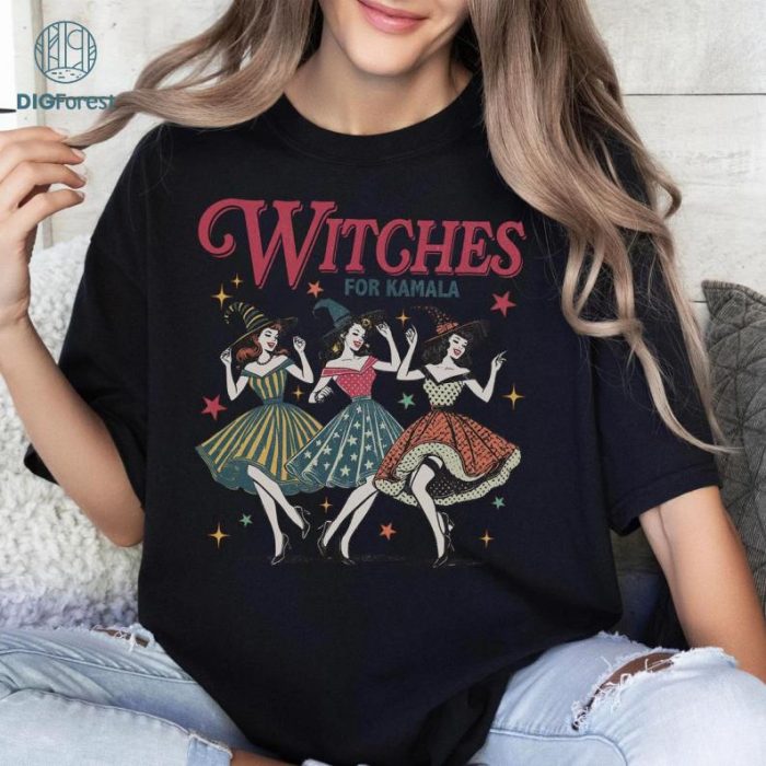 Vintage Witches For Kamala 2024 Halloween Shirt, Madame President Kamala Harris Shirt, Kamala Harris for President Shirt, 2024 Election Witchy Shirt