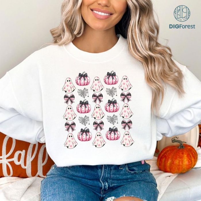 Halloween Pink Ghost Coquette Web Shirt, Coquette Halloween Shirt, Coquette Pink Bow Ghost Shirts, Cute Ghost Graphic Tee, Pink Coquette Halloween T-Shirt, Pink Spooky Vibes Shirts