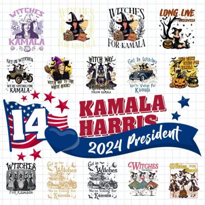 14 Design Kamala Witch Bundle Png, Kamala Harris For President 2024, Women Power Png, Equal Right Png, 2024 Election Png