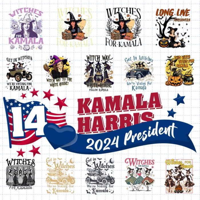 14 Design Kamala Witch Bundle Png, Kamala Harris For President 2024, Women Power Png, Equal Right Png, 2024 Election Png