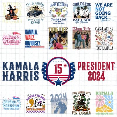 16 Designs Kamala Harris 2024 President Bundle, Kamala Harris For President 2024, Women Power Png, Equal Right Png, 2024 Election Png