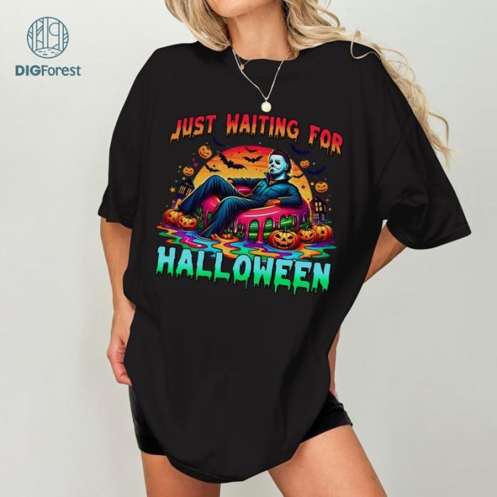 Just Waiting for Halloween Shirt, Halloween Horror Movie Shirt, Jason Voorhees Freddy Kruger Shirt, Horror Movies Characters Shirt, Halloween Horror Lover Shirt, Halloween Shirt