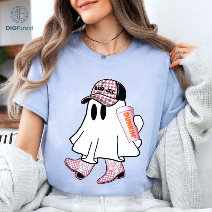 Ghost Halloween Boo-Jee Dunkin' Donut Coffee Shirt, Cute Ghost Drinking Coffee Shirt, Ghost Holding Coffee Shirt, Ghost Halloween Costume Boujee Boo-Jee Shirt