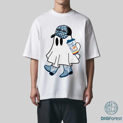 Boo-Jee Ghost Dutch Bros Coffee PNG, Cute Ghost Drinking Coffee Shirt, Boujee Halloween Costume Design