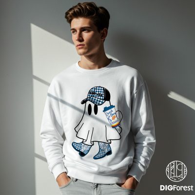 Boo-Jee Ghost Dutch Bros Coffee PNG, Cute Ghost Drinking Coffee Shirt, Boujee Halloween Costume Design