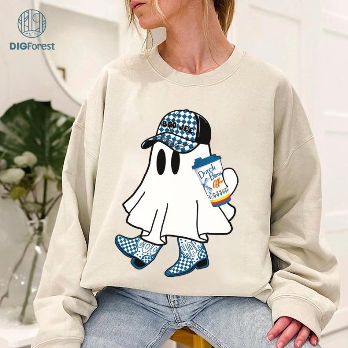 Ghost Halloween Boo-Jee Dutch Bros Coffee Shirt, Cute Ghost Drinking Coffee Shirt, Ghost Holding Coffee Shirt, Ghost Halloween Costume Boujee Boo-Jee Shirt