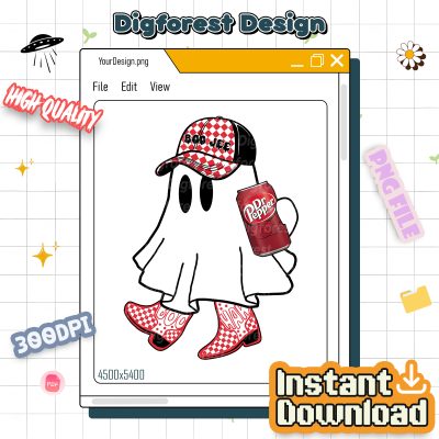 Boo-Jee Ghost Dr Pepper PNG, Cute Ghost Holding Drink Shirt, Boujee Halloween Costume Design