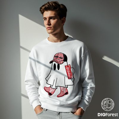 Boo-Jee Ghost Coca-Cola PNG, Cute Ghost Drinking Shirt, Boujee Halloween Costume Design