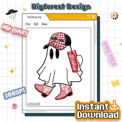 Boo-Jee Ghost Coca-Cola PNG, Cute Ghost Drinking Shirt, Boujee Halloween Costume Design
