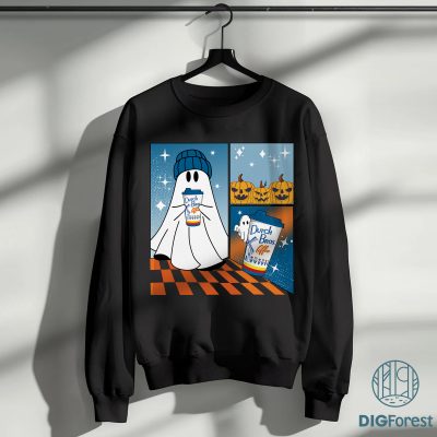 Boo-Jee Ghost Dutch Bros Coffee PNG, Cute Ghost Drinking Coffee Shirt, Boujee Halloween Costume Design