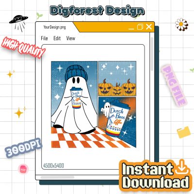 Boo-Jee Ghost Dutch Bros Coffee PNG, Cute Ghost Drinking Coffee Shirt, Boujee Halloween Costume Design