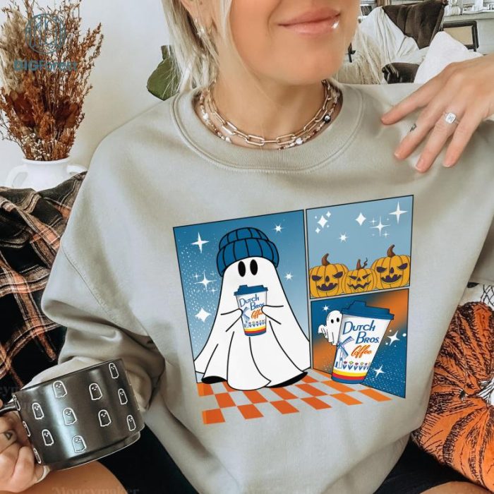 Ghost Halloween Dutch Bros Coffee Shirt, Cute Ghost Drinking Coffee Shirt, Ghost Holding Coffee Shirt, Ghost Halloween Costume Boujee Boo-Jee Shirt