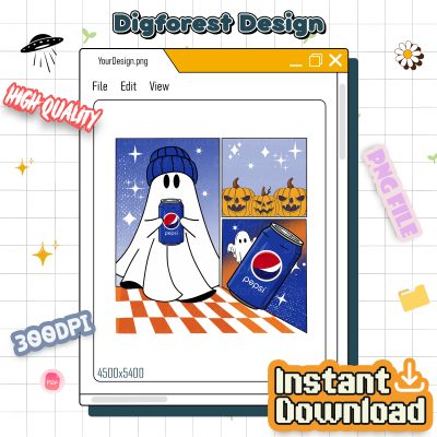 Boo-Jee Ghost Pepsi PNG, Cute Ghost Holding Drink Shirt, Boujee Halloween Costume Design