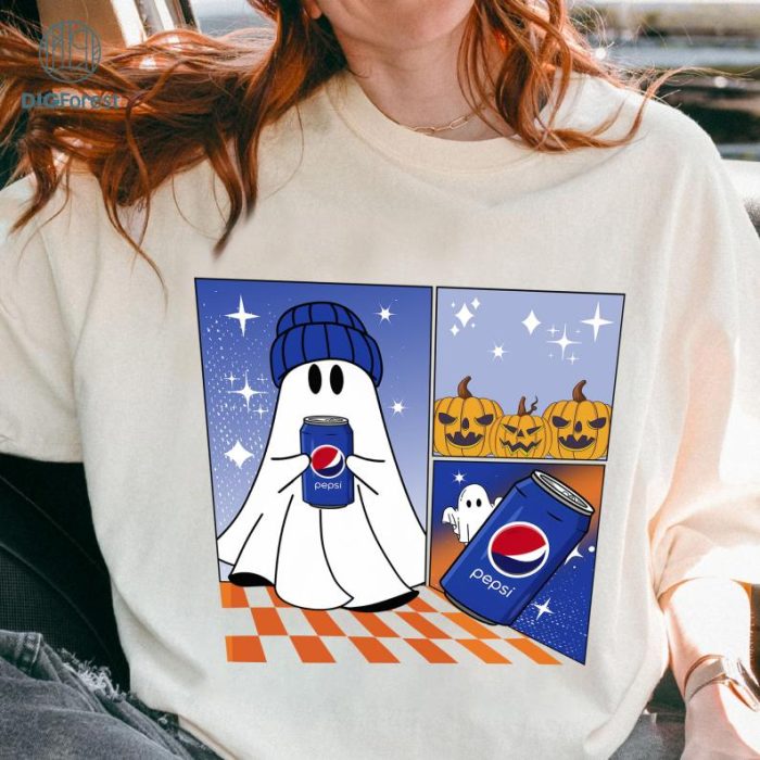 Ghost Halloween Pepsi Shirt, Cute Ghost Drinking Coffee Shirt, Ghost Holding Coffee Shirt, Ghost Halloween Costume Boujee Boo-Jee Shirt