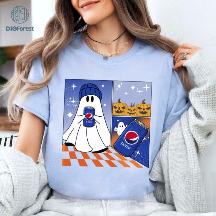 Ghost Halloween Pepsi Shirt, Cute Ghost Drinking Coffee Shirt, Ghost Holding Coffee Shirt, Ghost Halloween Costume Boujee Boo-Jee Shirt