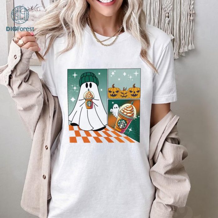 Ghost Halloween Starbuck Coffee Shirt, Cute Ghost Drinking Coffee Shirt, Ghost Holding Coffee Shirt, Ghost Halloween Costume Boujee Boo-Jee Shirt