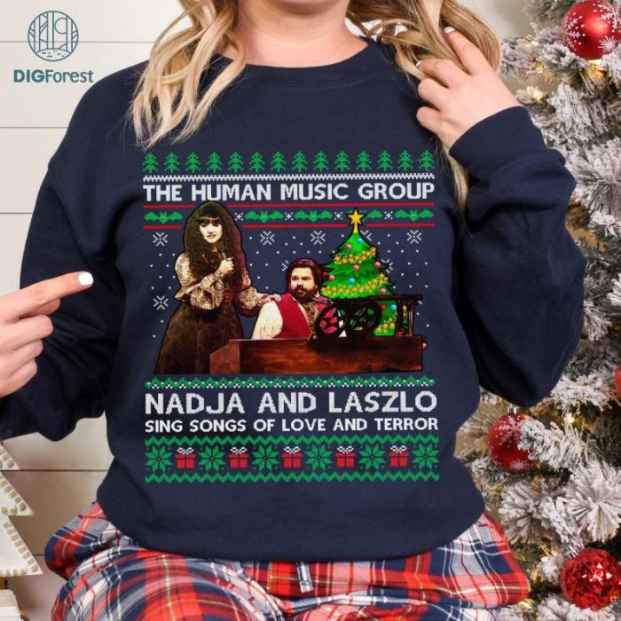 What We Do In The Shadows Christmas Png, Nadja Laszlo T Shirt, Human Music Group Ugly Christmas Sweater, Xmas Gifts