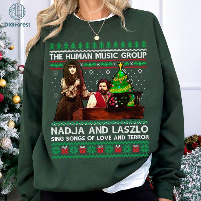 What We Do In The Shadows Christmas Png, Nadja Laszlo T Shirt, Human Music Group Ugly Christmas Sweater, Xmas Gifts