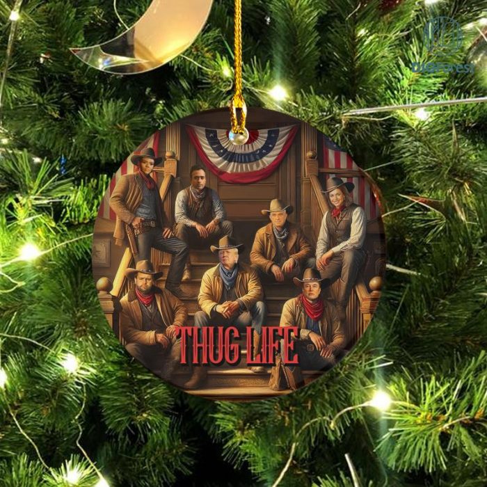 Trump Thug Life Circle Ornament, Trump Vance Musk Kenedy Ornament, President Trump 2024, Election 2024 Ornament, Trump Fight Ornament