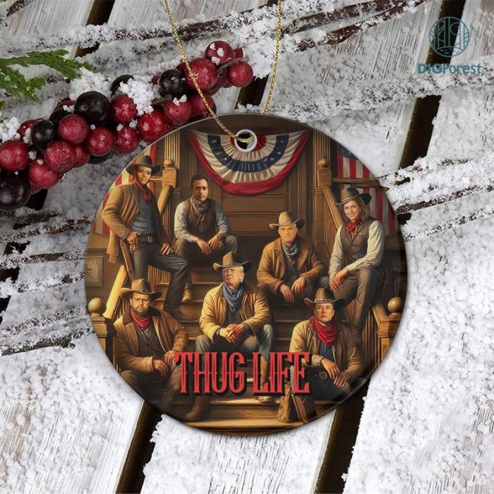 Trump Thug Life Circle Ornament, Trump Vance Musk Kenedy Ornament, President Trump 2024, Election 2024 Ornament, Trump Fight Ornament