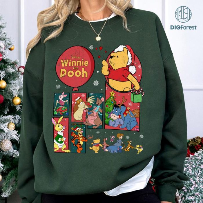 Winnie The Pooh Christmas PNG, The Pooh and Friends Christmas Tree Shirt, Vintage Disneyland Christmas Shirt, Disneyworld Pooh Bear Gifts