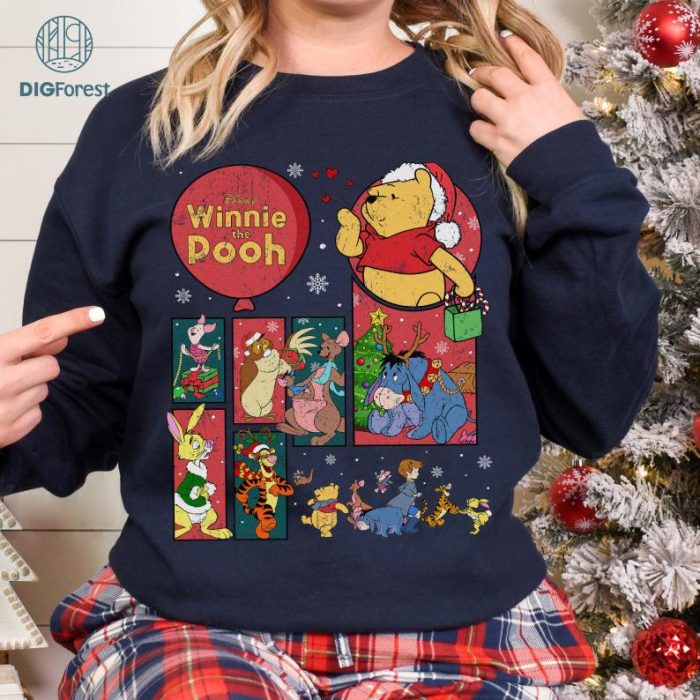 Winnie The Pooh Christmas PNG, The Pooh and Friends Christmas Tree Shirt, Vintage Disneyland Christmas Shirt, Disneyworld Pooh Bear Gifts