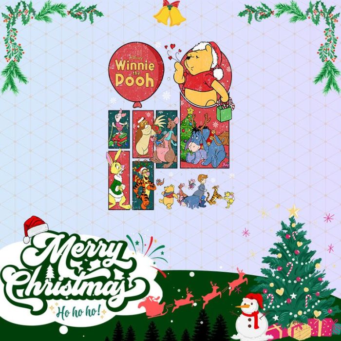 Winnie The Pooh Christmas PNG, The Pooh and Friends Christmas Tree Shirt, Vintage Disneyland Christmas Shirt, Disneyworld Pooh Bear Gifts